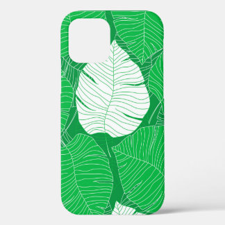 Abstract tropical leaf painting design iPhone 12 case