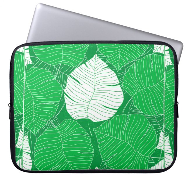 Abstract tropical leaf painting design laptop sleeve (Front)