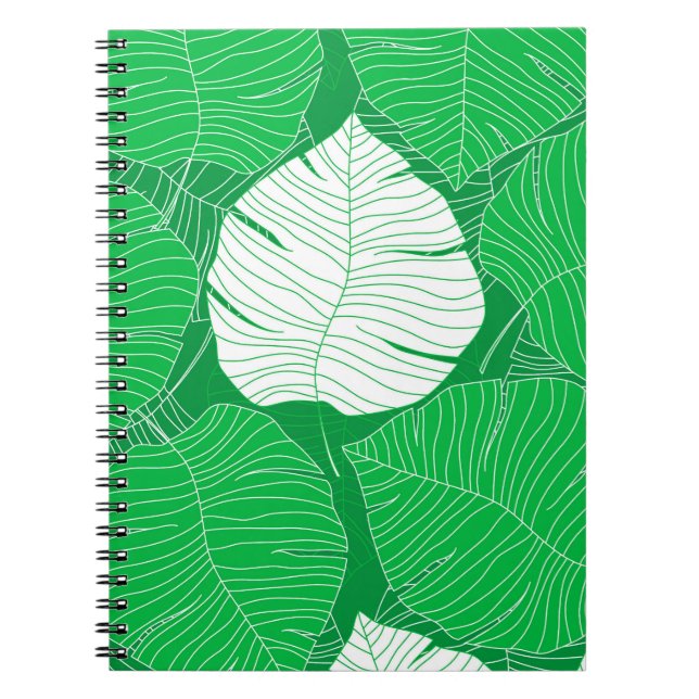 Abstract tropical leaf painting design notebook (Front)