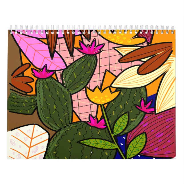 Abstract tropical leaves and flowers  calendar (Cover)