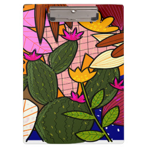 Abstract tropical leaves and flowers   clipboard