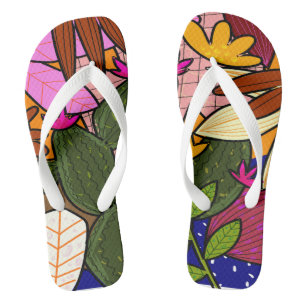 Abstract tropical leaves and flowers  jandals