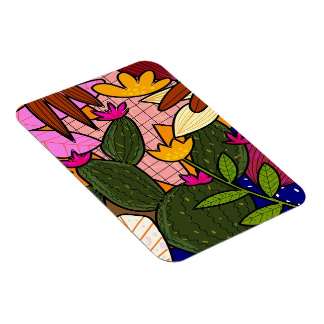 Abstract tropical leaves and flowers   magnet (Right Side)