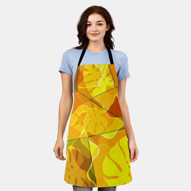 ABSTRACT TROPICAL LEAVES  APRON (Worn)