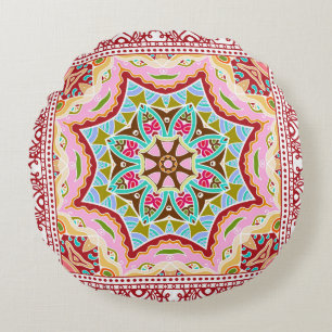 Abstract Tropical Leaves Diverse Pattern Round Cushion