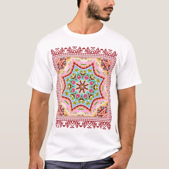 Abstract Tropical Leaves Diverse Pattern T-Shirt (Front)