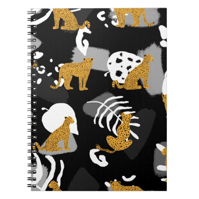 Abstract Tropical Leaves Leopard Pattern Notebook (Front)