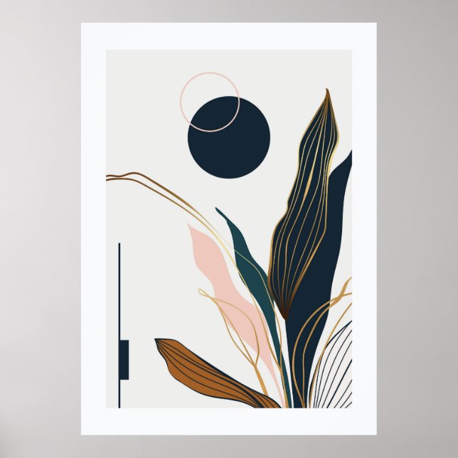 Abstract tropical leaves poster (Front)