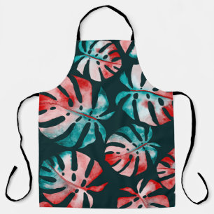 Abstract Tropical Leaves, Watercolor Bright. Apron