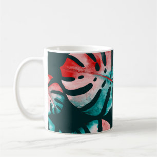 Abstract Tropical Leaves, Watercolor Bright. Coffee Mug