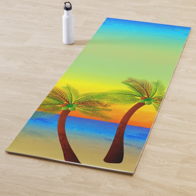 Abstract Tropical Life Palm Trees Seascape Yoga Mat (In Situ)