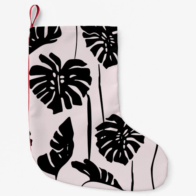 Abstract Tropical Monstera Palm Art Small Christmas Stocking (Front)