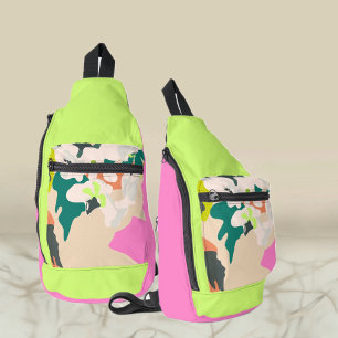 Abstract Tropical Orchids Modern Colourful Sling Bag