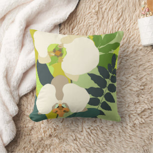Abstract Tropical Orchids Modern Home Decor Cushion