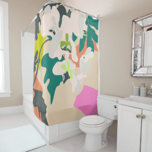 Abstract Tropical Orchids Modern Home Shower Curtain
