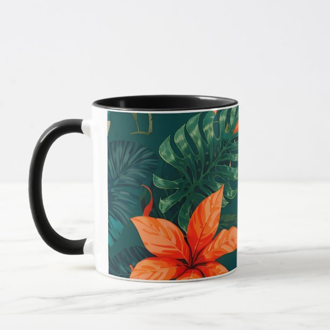 Abstract Tropical pattern with plants and leaves Mug (Left)