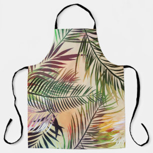 Abstract tropical plants pattern. Vintage illustra Apron