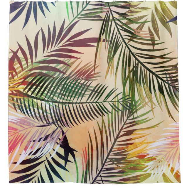 Abstract tropical plants pattern. Vintage illustra Shower Curtain (Front)