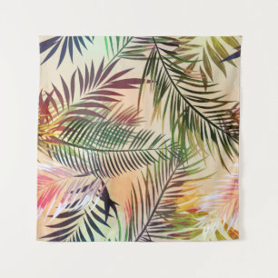 Abstract tropical plants pattern. Vintage illustra Tapestry