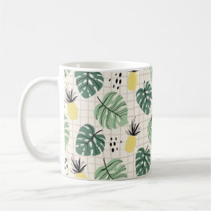Abstract tropical seamless pattern with palm leaf  coffee mug