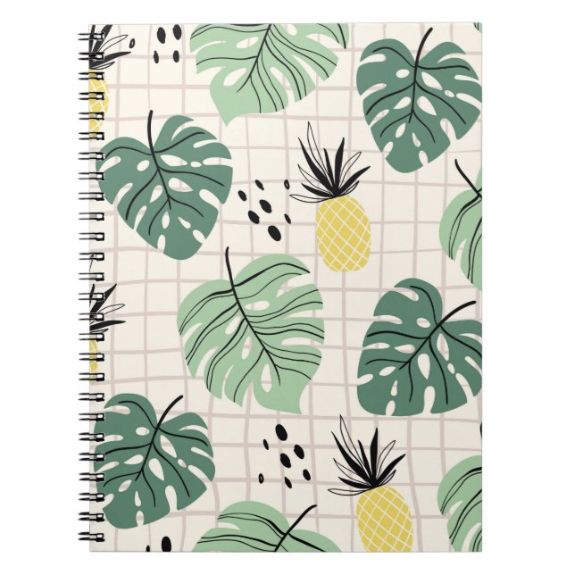 Abstract tropical seamless pattern with palm leaf  notebook (Front)