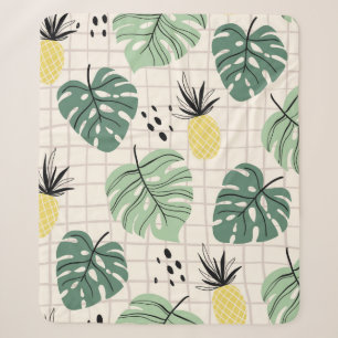 Abstract tropical seamless pattern with palm leaf  sherpa blanket