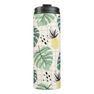 Abstract tropical seamless pattern with palm leaf  thermal tumbler