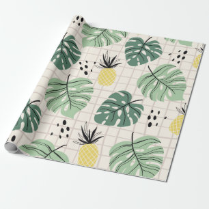 Abstract tropical seamless pattern with palm leaf wrapping paper
