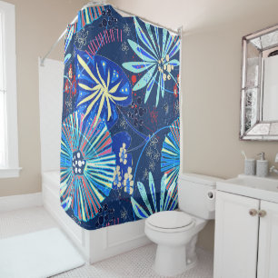 Abstract tropical shower curtain