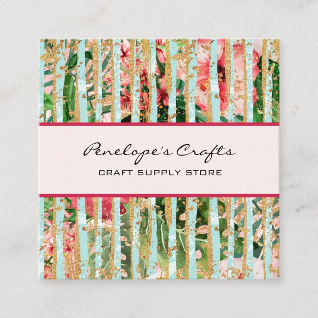 Abstract Tropical Square Business Card (Front)