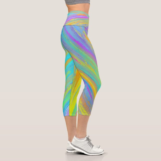 Abstract Tropical Summer Fun Capri Leggings (Right)