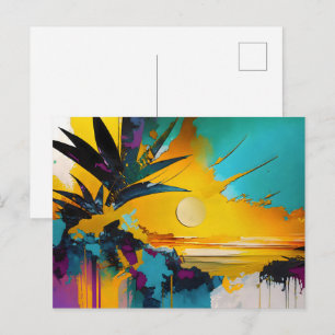 Abstract Tropical Sunset Explosion Postcard