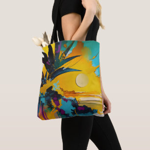 Abstract Tropical Sunset Explosion Tote Bag