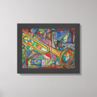 Abstract Trumpet Stretched Canvas Print by ValArie
