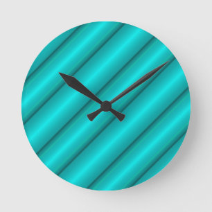 Abstract Tubes in Teal Round Clock