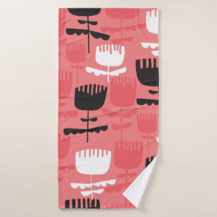 Abstract tulip flowers silhouette seamless pattern bath towel