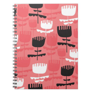 Abstract tulip flowers silhouette seamless pattern notebook