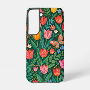 Abstract Tulips Butterflies Samsung Cases