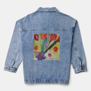 Abstract Tulips & Spring Flowers Denim Jacket