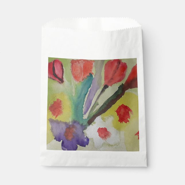 Abstract Tulips & Spring Flowers  Favour Bags (Front)