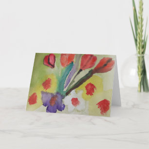 Abstract Tulips & Spring Flowers Greeting Card