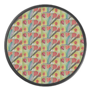 Abstract Tulips & Spring Flowers Hockey Puck