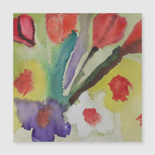 Abstract Tulips & Spring Flowers Magnetic Card