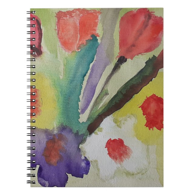 Abstract Tulips & Spring Flowers Notebook (Front)