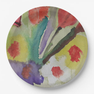 Abstract Tulips & Spring Flowers Paper Plate