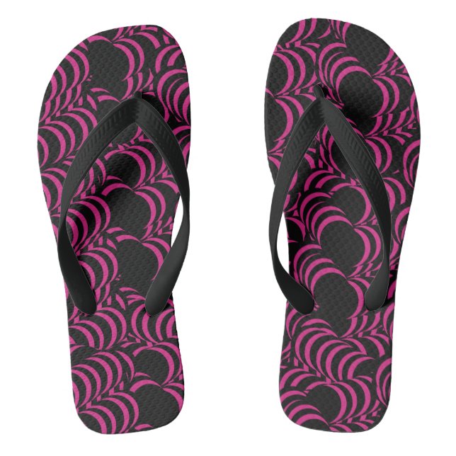 Abstract Tunnel Swirls Pink Black Jandals (Footbed)