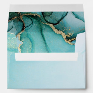 Abstract Turquoise and Black Wedding Envelope