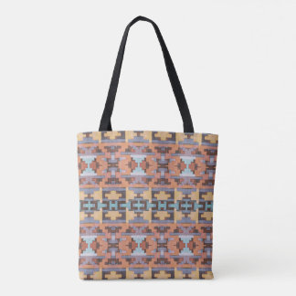 Abstract Turquoise and Brown Tribal Tote