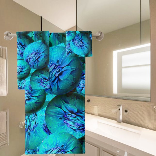 Abstract turquoise bubbles bath towel set (Creator Uploaded)