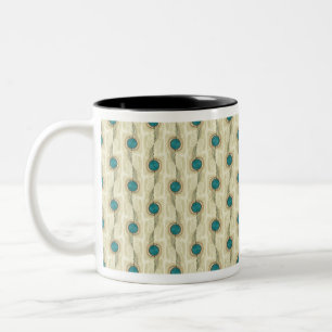Abstract Turquoise Circles Pattern Two-Tone Coffee Mug